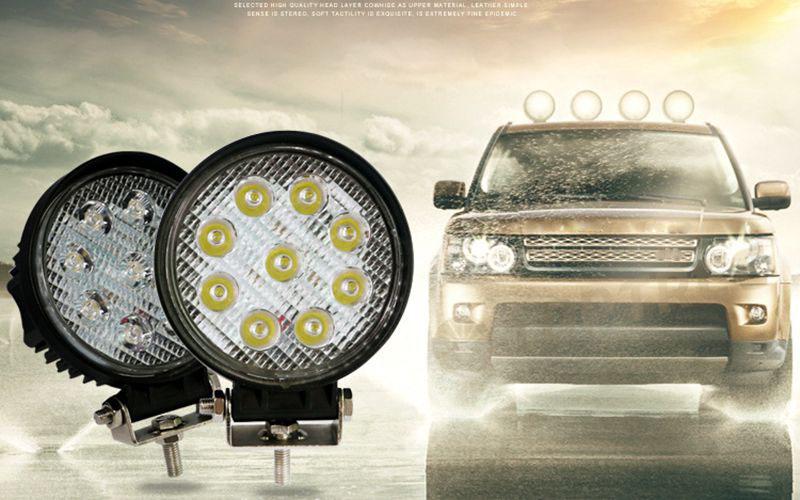 X2 เเพ็คคู่ สุดคุ้ม !! LED FLOODLIGHT ไฟสปอร์ตไลท์ แบบทรงกลม กำลังไฟ 27 Watt 12V-24V เเสงขาว จำนวน 2 ชิ้น
