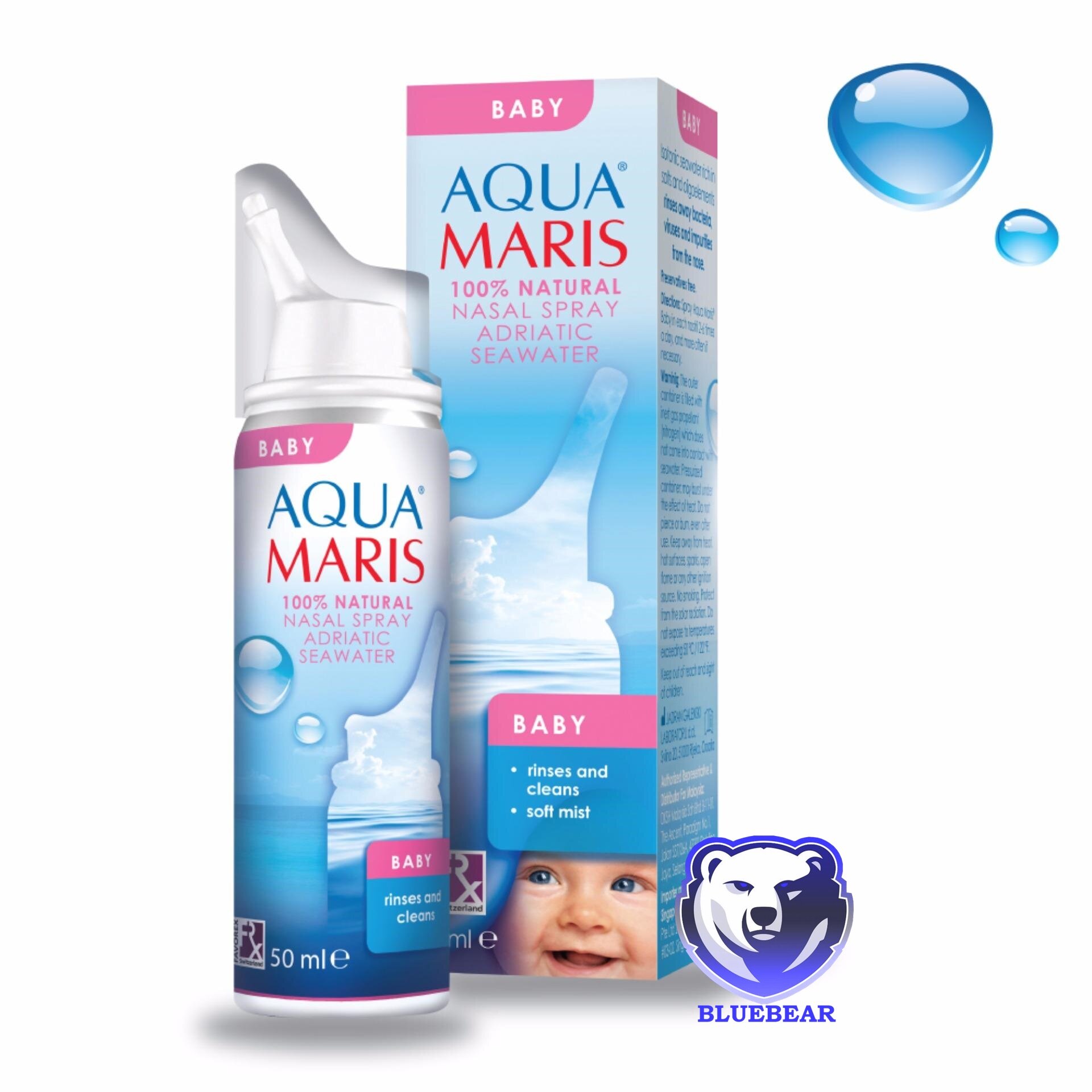 Aqua Maris Baby Nasal 50 ml. ล๊อตใหม่ สเปรย์น้ำเกลือพ่นจมูก (สำหรับเด็กอ่อน) น้ำทะเล น้ำเกลือ ล้างจมูก ทารก