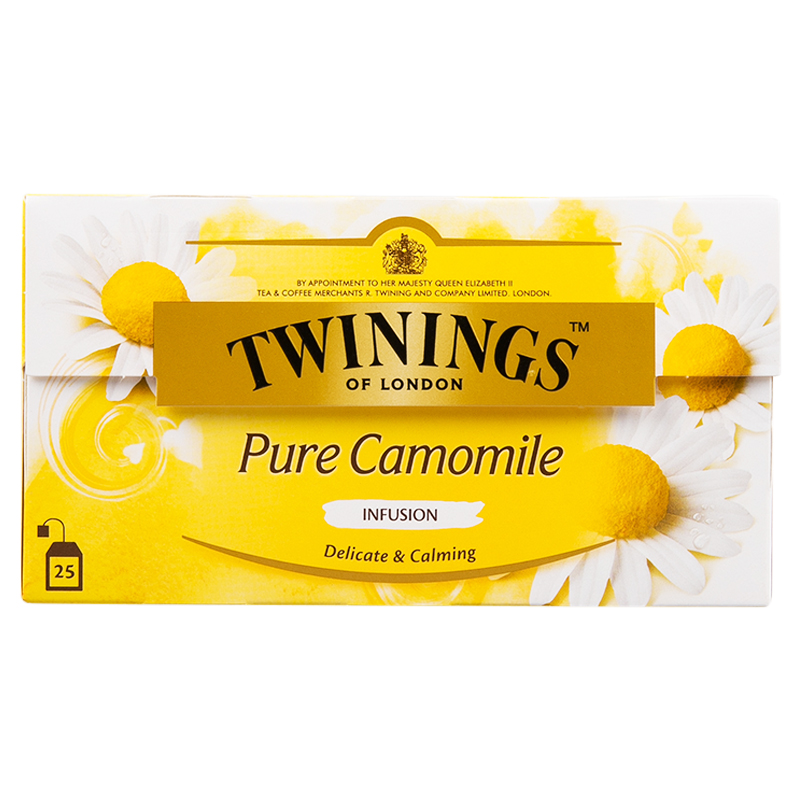 Twinings Pure Camomile Tea ชาทไวนิงส์ ชาคาโมมายล์ ชาดอกคาโมมายล์ ชาอังกฤษ ดี่มแล้วช่วยผ่อนคลาย นอนหลับง่าย เพิ่มความสดชื่น คลายความเครียด ลดอาการปวดท้องประจำเดือน กระตุ้นภูมิคุ้มกัน ชาเพื่อสุขภาพ