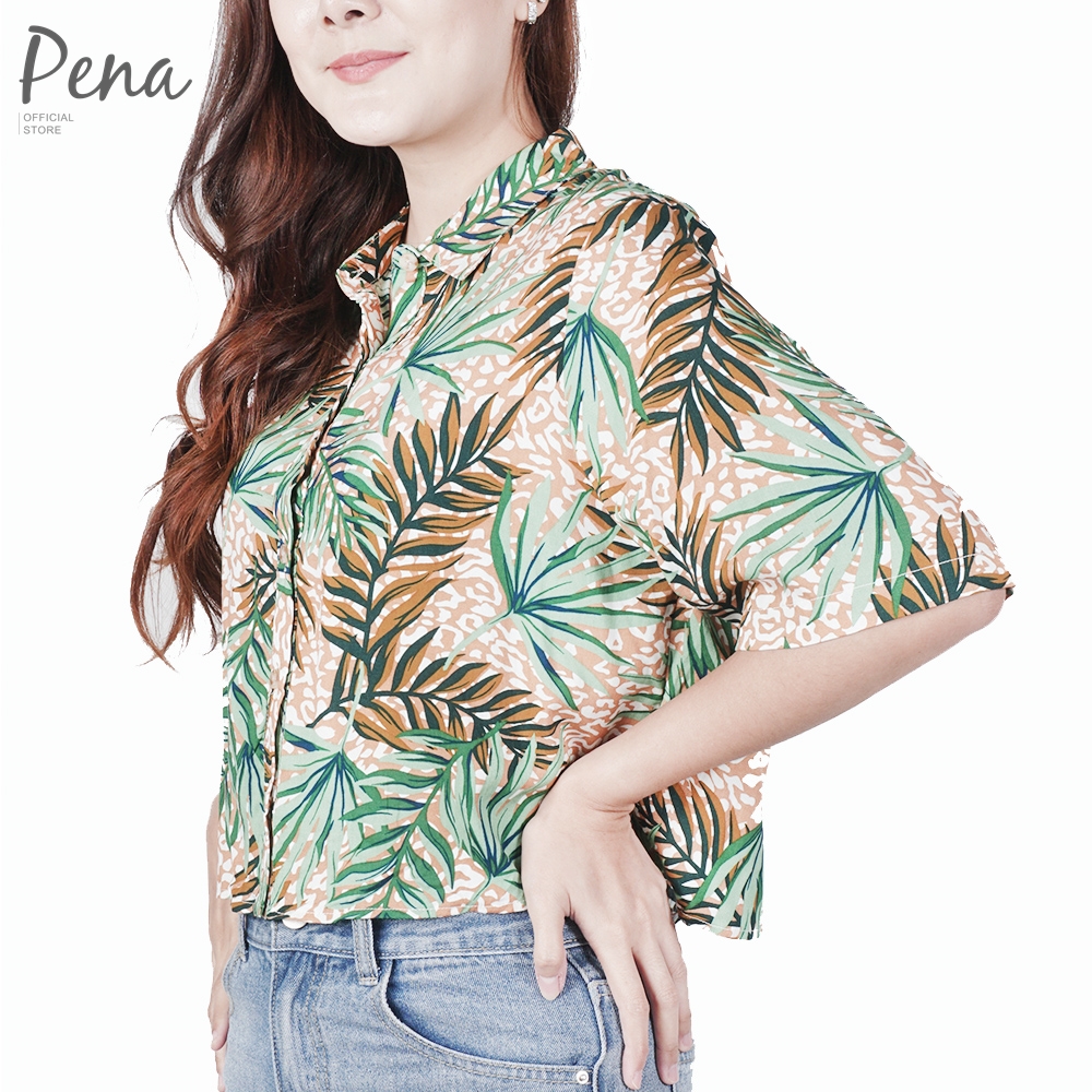 Pena House / Ten & Co เสื้อเชิ๊ตทรงครอปสั้น สำหรับผู้หญิง T10SL012003