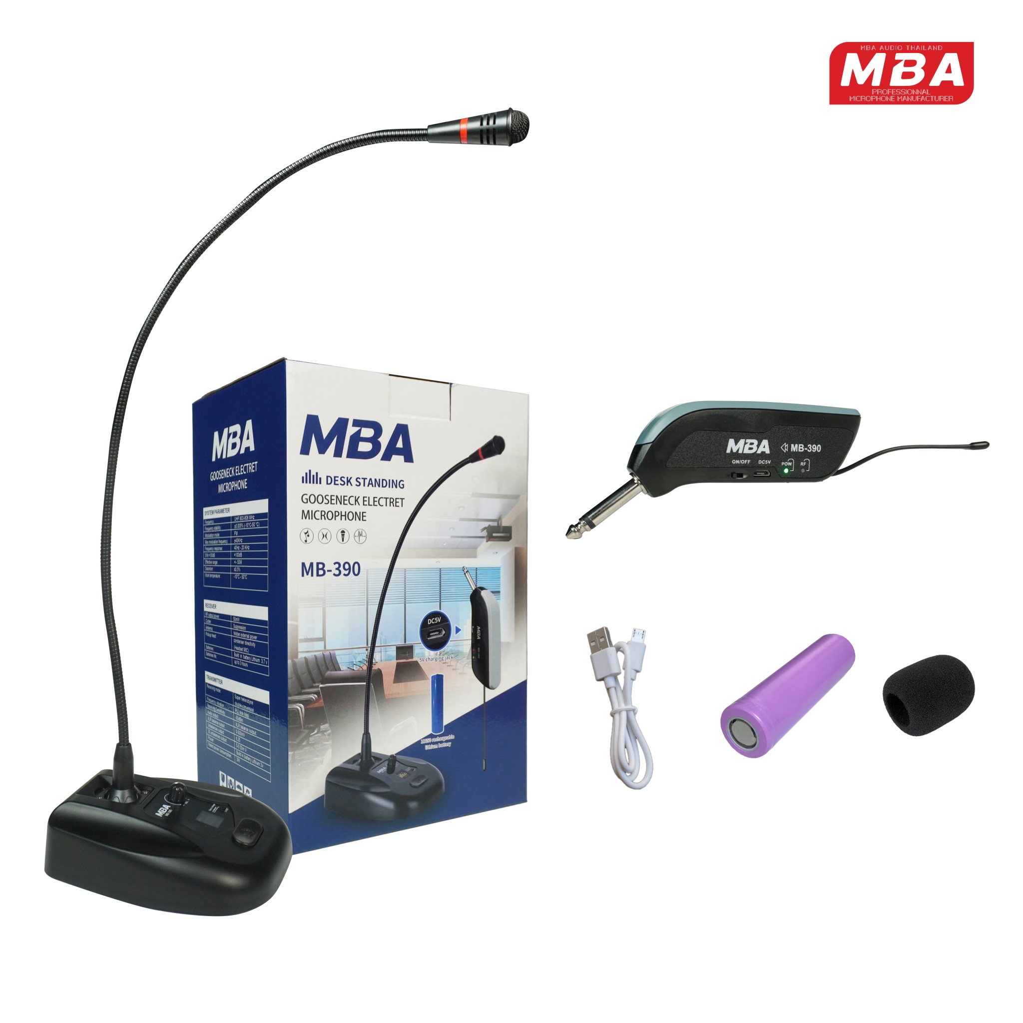 ไมโครโฟน MB-390 ไมค์ตั้งโต๊ะ ไร้สาย ไมค์ประชุม ไมค์คอลเซ็นเตอร์ ไร้สาย Wreless Meeting Microphone