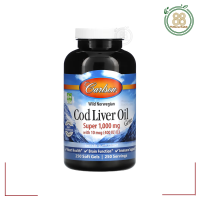 Carlson Wild Norwegian Cod Liver Oil Gems 250 Soft Gels
