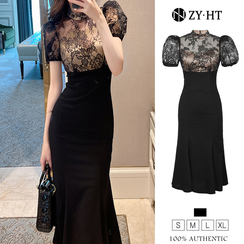 ZY.HT EraVogue เดรสผู้หญิง เดรสสีดำ เดรสลูกไม้ เดรสหางปลา เดรสแขนพอง เดรสไฮโซ เดรสออกงาน เดรสไปงานแต่ง เดรสเซ็กซี่ เดรสฝรั่งเศส 10544 ราคา 1,466 บาท*ส่งฟรี