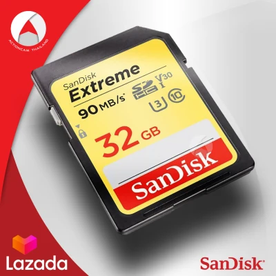 SanDisk Extreme SD Card 32GB ความเร็ว อ่าน 90MB/s เขียน 40MB/s (SDSDXVE_032G_GNCIN) เมมโมรี่ แซนดิส