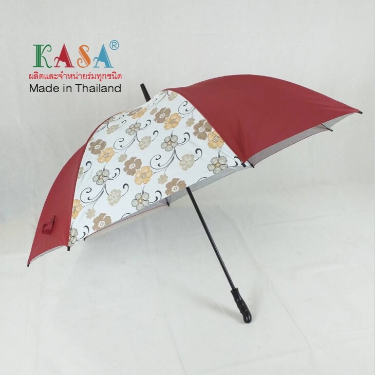 ร่มกอล์ฟ ร่ม 30นิ้ว แกนเหล็ก มือกาง ผ้าสีพื้นสลับลายดอก ด้ามตรง ร่มกันแดด กันน้ำ ผลิตในไทย golf umbrella  รหัส 30143-5