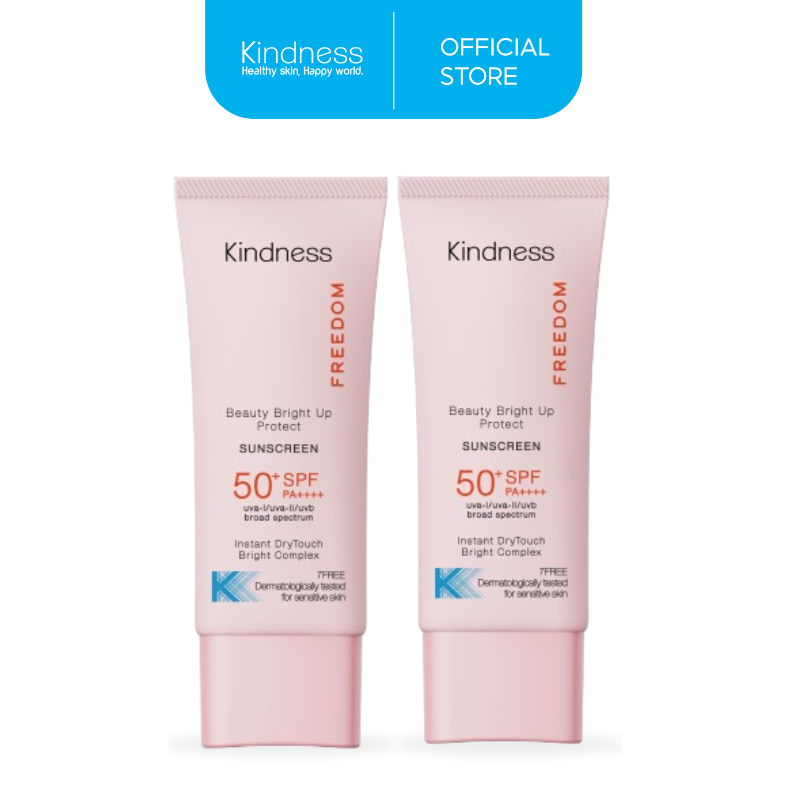 [Double Pack] Kindness Freedom Beauty Bright up Protect Sunscreen Spf 50+ Pa++++, Mousse-Type Sunscreen for Smooth and Bright Skin. ราคา 1,100 บาท*ส่งฟรี