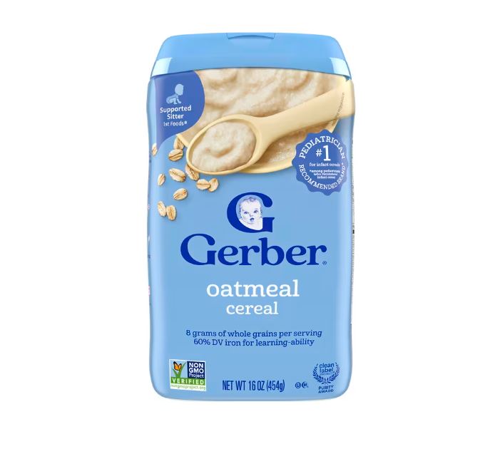 ✳️[แท้ 100%/พร้อมส่ง]✳️ Gerber Cereal for Baby Grain & Grow 8+ Months Oatmeal Banana Strawberry 8 oz (227 g) อาหารเด็ก