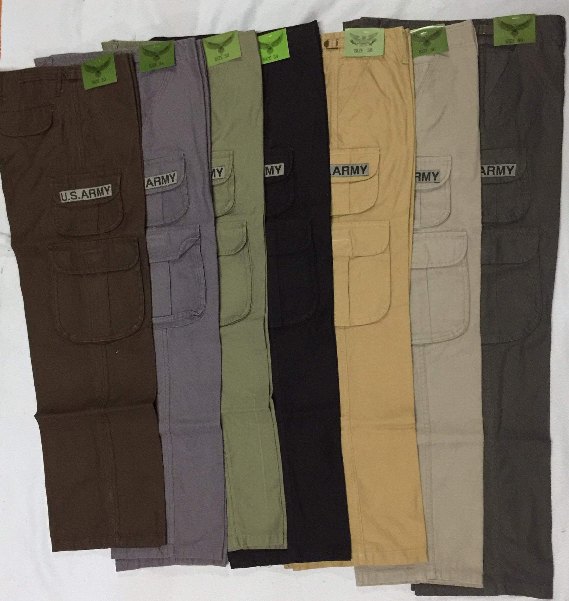กางเกงขายาว ผ้าเวสปอยท์ USA ตรานก กางเกงเดินป่า กางเกงทหาร