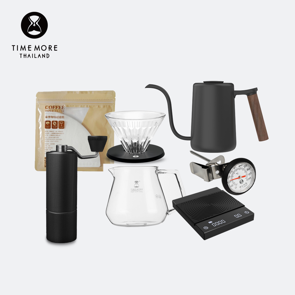 Timemore Pour Over Starter Set Black Color ชุดอุปกรณ์ชงกาแฟ Timemore ครบเซต สีดำ