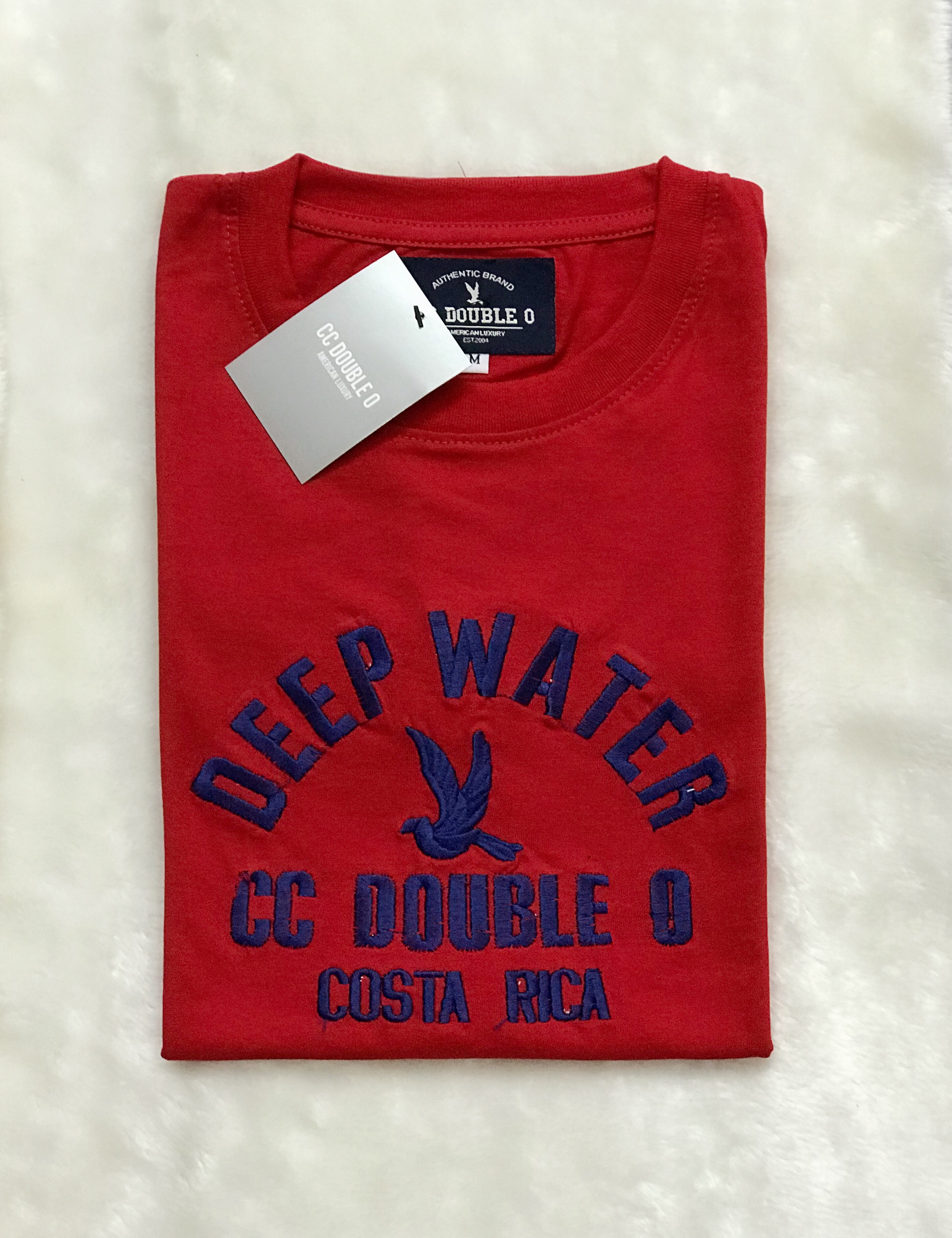 ? สินค้าขายดี ? เสื้อยืดงานปัก-งานป้าย ? CC-OO Deep Water  Cotton 100% (SMLXL)