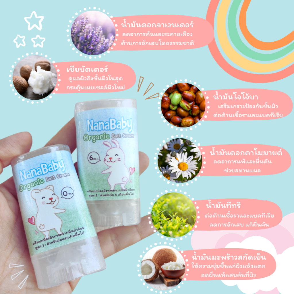 Baby cream - Organic Diaper Rash Cream Stick by NanaBaby ราคา 195 บาท*ส่งฟรี