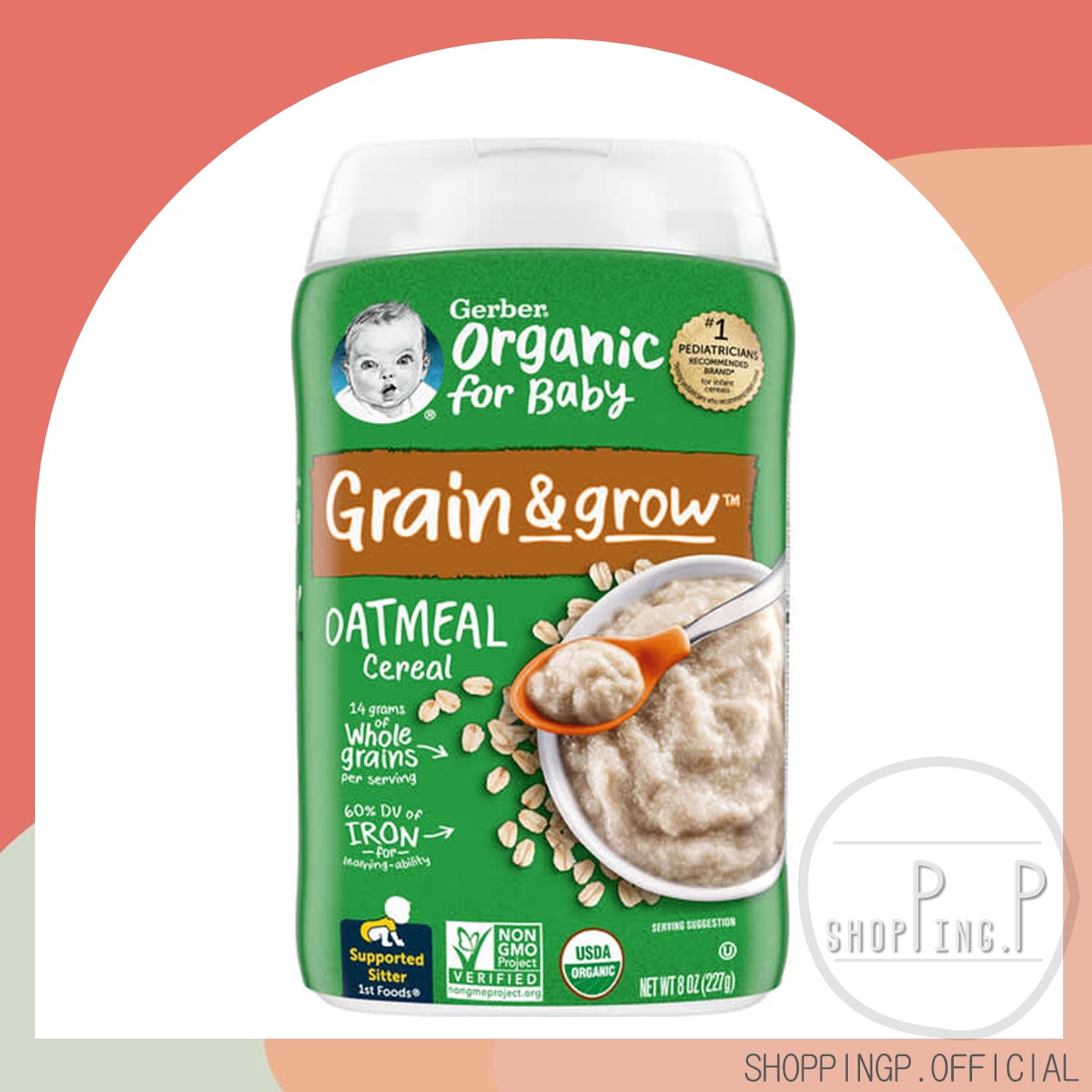 ✳️[แท้/พร้อมส่ง]✳️ Gerber Organic for Baby Grain & Grow 1st Foods Oatmeal Cereal 227g ข้าวโอ๊ตบดออร์แกนิก ซีเรียลเด็ก