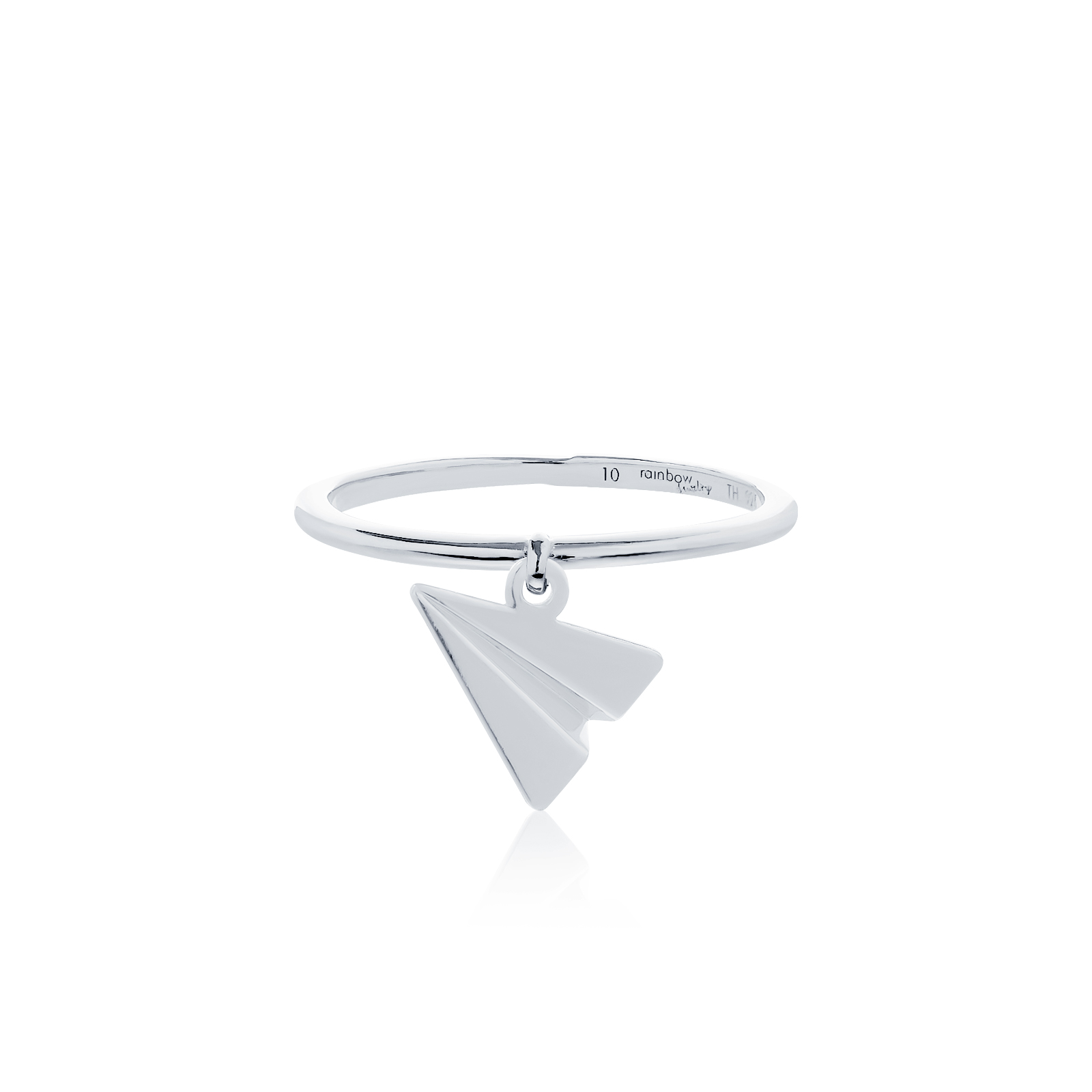 ORIGAMI LUCKY RING แหวนห้อยจี้ลายกระดาษพับ สัญลักษณ์แห่งความโชคดี และ ความสุข 13 ลาย สี White Gold
