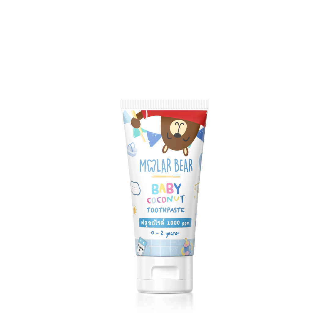 0 ขวบ+ Molar Bear ยาสีฟันเด็ก รุ่น Baby มีฟลูออไรด์ 1000 ppm สูตรอ่อนโยน สำหรับเด็กแพ้ง่าย