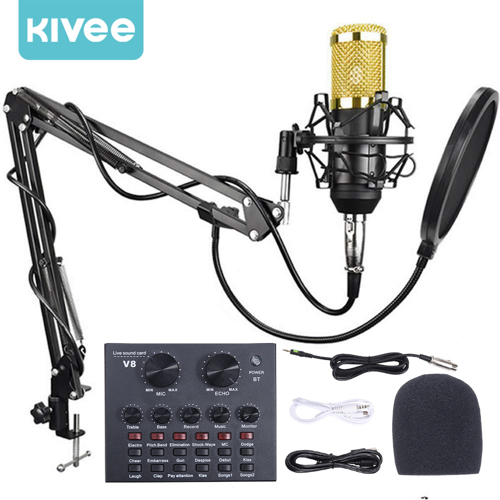 KIVEE ไมโครโฟน ครบชุดไมค์ ไมค์อัดเสียง คอนเดนเซอร์ Condenser Mic Microphone พร้อม ขาตั้งไมค์โครโฟน และอุปกรณ์เสริม ราคา 595 บาท*ส่งฟรี