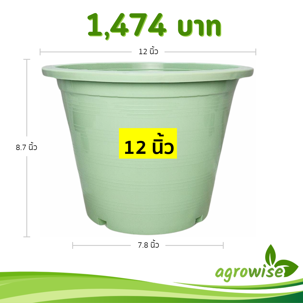กระถาง กระถางต้นไม้ กระถางพลาสติก เบอร์ 12 นิ้ว สีเขียวพาสเทล 50 ใบ ชิ้น อัน ราคา 1,474 บาท*ส่งฟรี