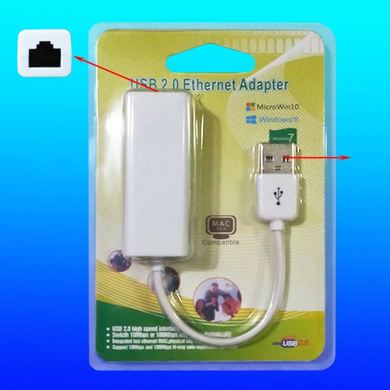 Usb 2 . 0 To Rj45 Ethernet Lan อะแดปเตอร์เครือข่าย100 Mbps สําหรับ Win 7 / 8 / 10