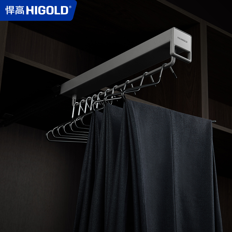 HIGOLD Wardrobe Rack Top Mounted Storage Pants Rack Household Cloakroom Retractable Drawer Push-Pull Wardrobe Hardware ราคา 1,931 บาท*ส่งฟรี