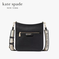 Kate Spade New York กระเป๋าสะพายข้างรุ่น Hudson Pebbled Leather Large Messenger Crossbody KF858 001 สีดำ