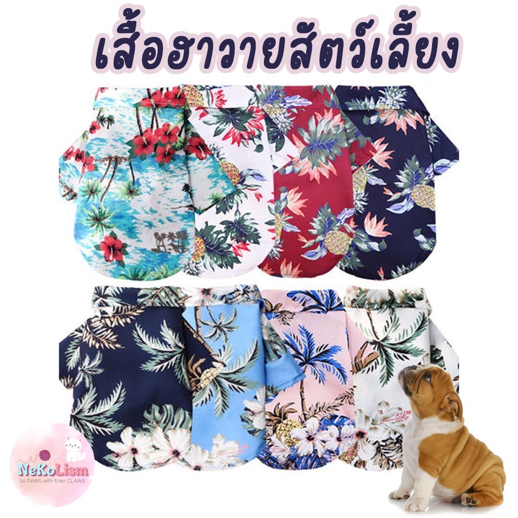 Pet Hawaiian Shirt Hawaii Pet Shirt Hawaiian Cat Shirt hawaiian shirt dog Songkran shirt sea ​​travel shirt ราคา 33 บาท*ส่งฟรี