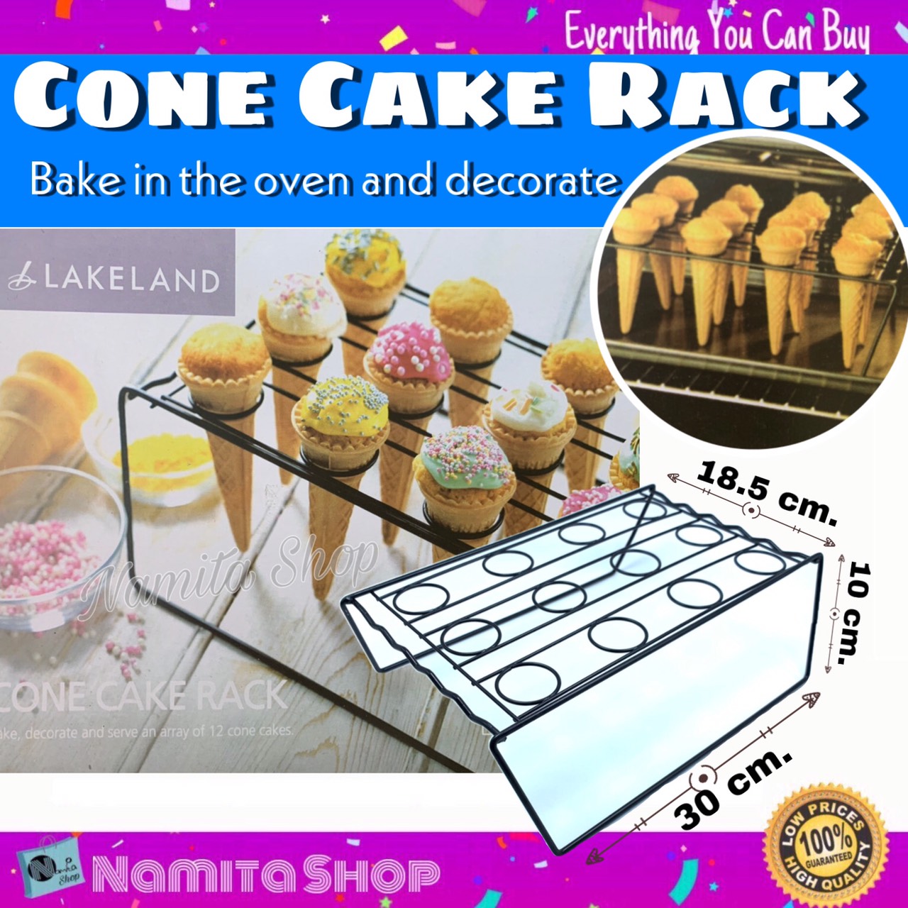 Namita Cone Cake Rack ชั้นวางโคนไอศครีม ตะแกรงพักขนม วางไอศครีม ชั้นวางขนม 12 ช่อง ใช้กับเตาอบขนมได้