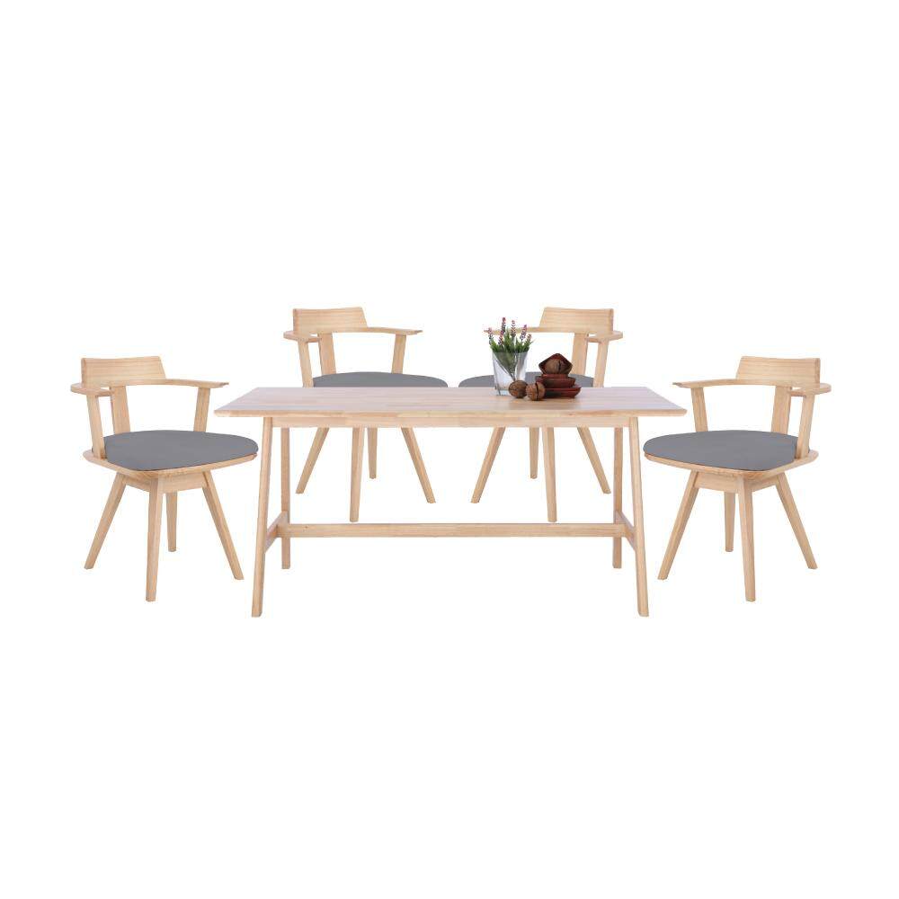WINNER FURNITURE ชุดโต๊ะอาหาร รุ่น สปิน (โต๊ะ1 + เก้าอี้4) - ลายไม้ธรรมชาติ