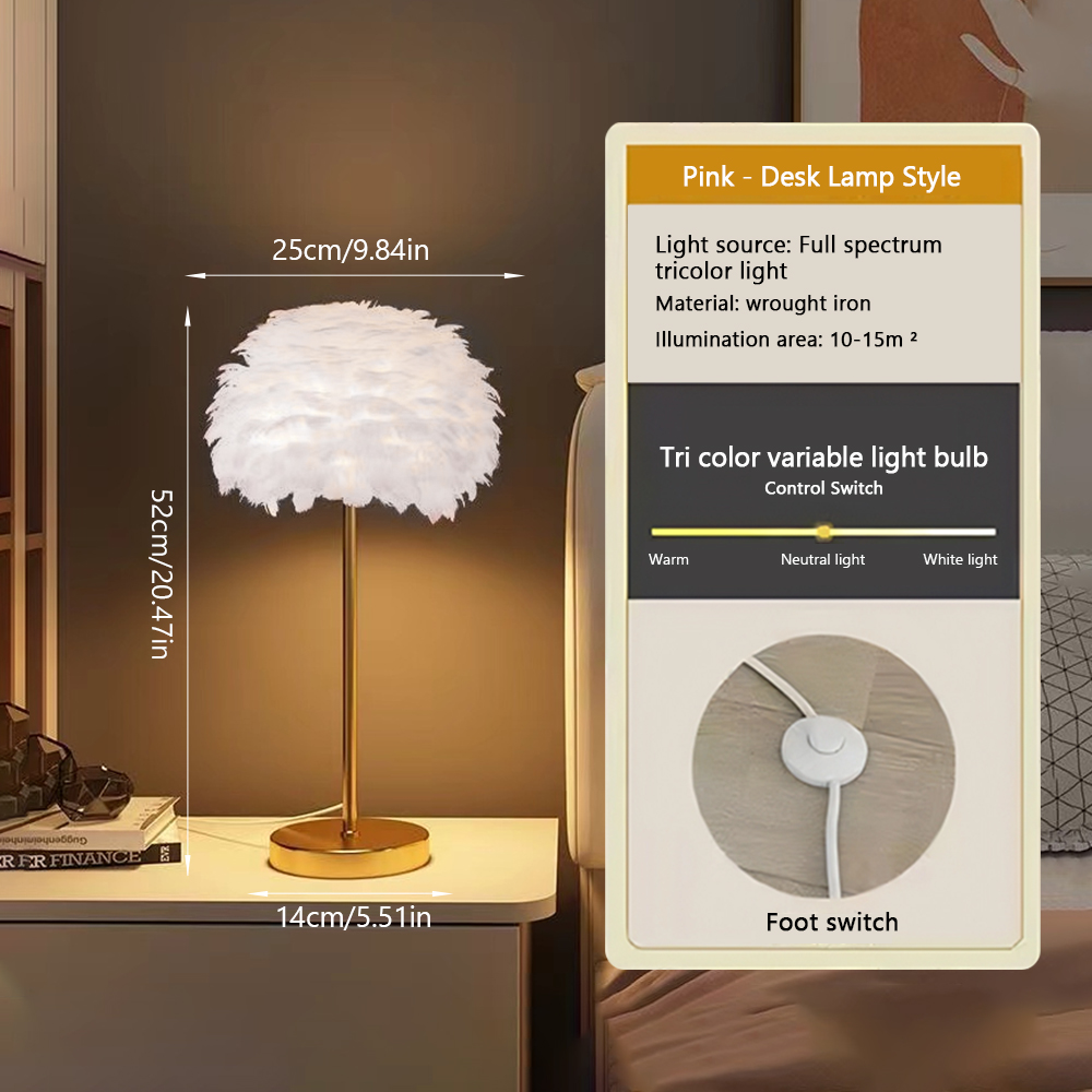 Feather Crystal Floor Lamp AC220V Feather โคมไฟตั้งพื้น 3 สีโคมไฟตกแต่งโคมไฟโซฟาโคมไฟตั้งโต๊ะโคมไฟโคมไฟข้างเตียง