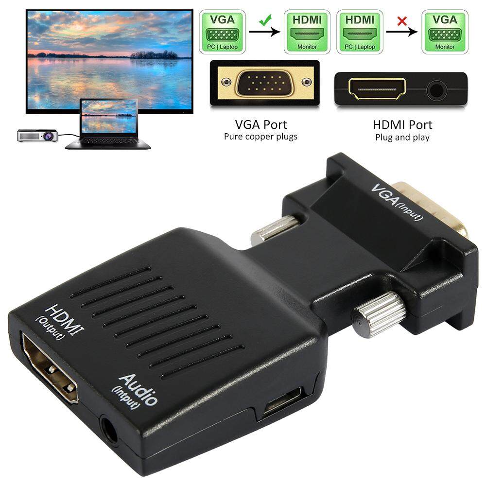 VGA TO HDMI Converter with Audio Full HD ตัวแปลง VGA เป็น HDMI VGA2HDMI สายแปลงจาก HDMI ออก VGA+audio, HDMI to VGA + audio Converter Adapter, HD1080p Cable Audio Output