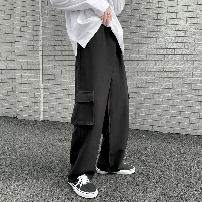 Men's Hong Kong Style Overalls Men's Fashion Brand Wide-Leg Pants Loose Straight Autumn Men's Pants Drape Wide-Leg Suit Pants