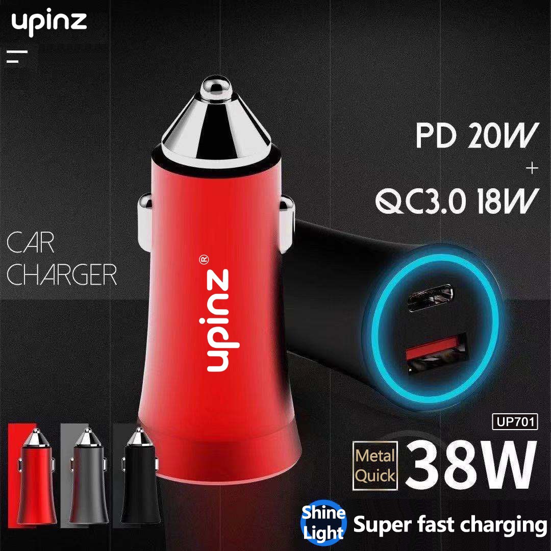 UPINZ รุ่น UP701 car charger  USB PD+38wชาร์จ​เร็ว  หัวชาร์จในรถยนต์ขนาดเล็ก