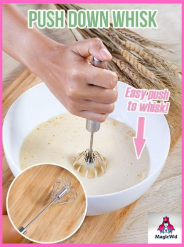 MagicWd  ที่ตีฟองกึ่งอัตโนมัติแบบมือกด Push Down Whisk ตะกร้อตีไข่ อุปกรณ์ผสมอาหาร ที่ตีฟองนม ที่ตีไข่ ตะกร้อตีฟอง