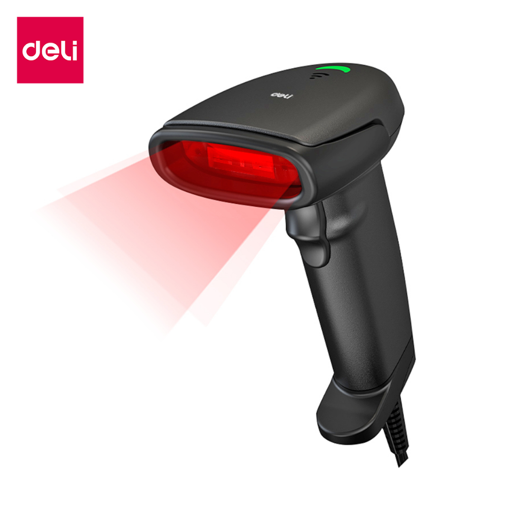 Deli เครื่องอ่านบาร์โค้ด 1D ปืนยิงบาร์โค้ด เครื่องยิงบาร์โค้ด เครื่องสแกน barcode มีการรับประกัน ยิงบาร์โค้ด แบบไร้สาย มีสาย Barcode Scanner ราคา 599 บาท*ส่งฟรี