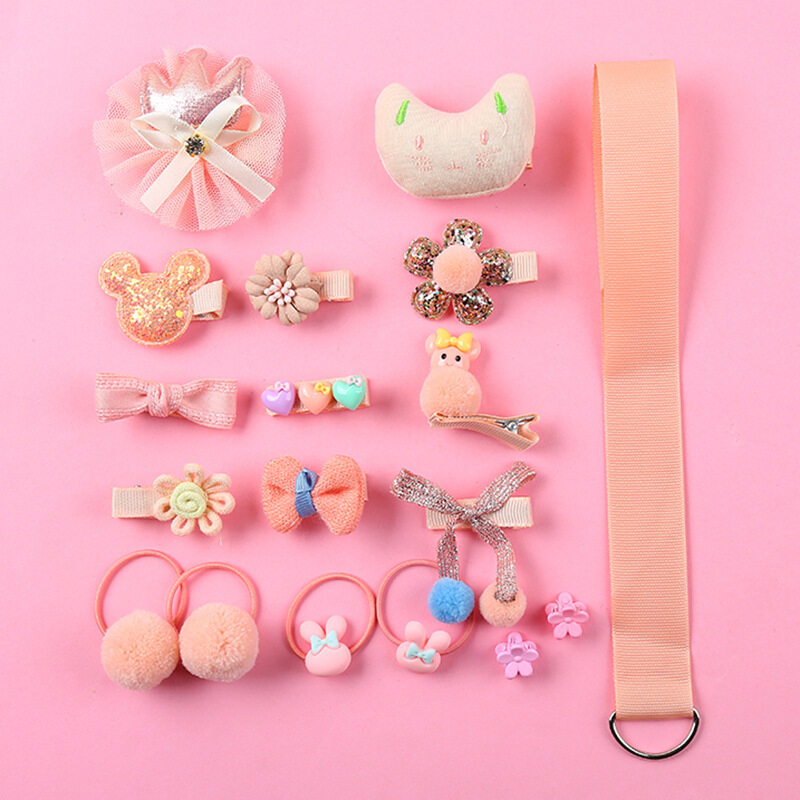 18 ชิ้น / เซ็ตสาวกิ๊บติดผมแหวนเจ้าหญิงไม่เจ็บผมยางรัดหัวเชือก18pc/set/box Girls hair pin/ clip / ring princess  no hurt hair rubber band Gift Box Set