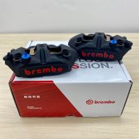ปั้ม BREMBO M4 108mm. / 100mm. (ราคาต่อคู่) สีเทา/ดำ โลโก้แดง ปั้มแต่ง เบรมโบ้ แท้ 100%