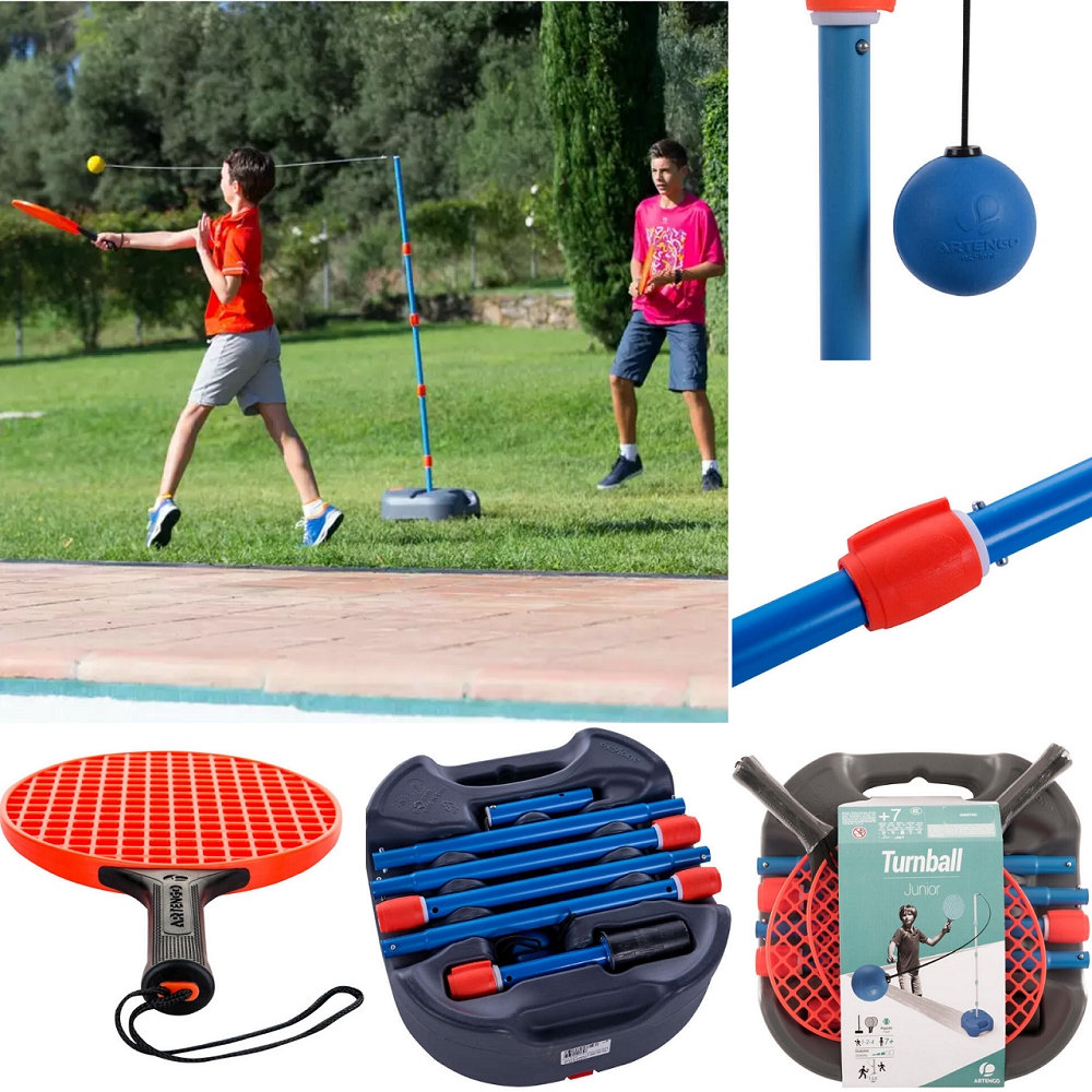 ชุดสปีดบอลพร้อมฐาน (เสา 1 ต้น,ไม้ตี 2 อัน และลูกบอล 1 ลูก) Speedball Set Turnball Swingball Tennis Game Solo or 2 Player Swing Ball Tennis Trainer Garden Game Outdoor