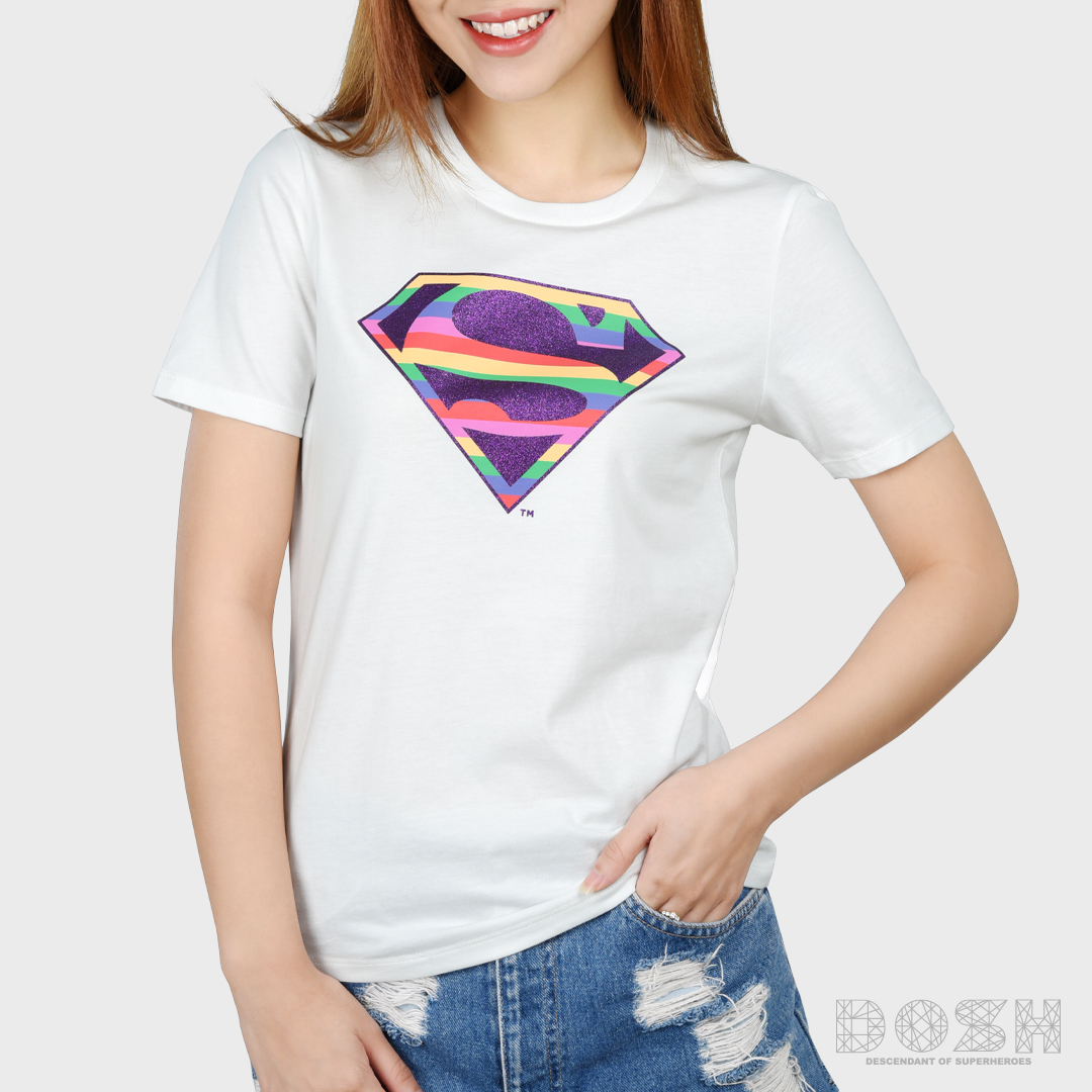 DOSH:เสื้อยืด คอกลม แขนสั้น ผู้หญิง ลายSUPERMAN ลิขสิทธิ์แท้รุ่นESWT1009