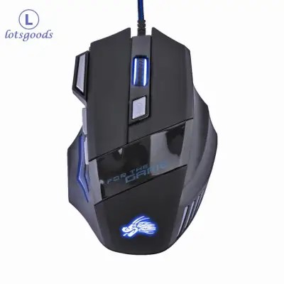 [lotsgoods]5500DPI LED Optical USB Wired Gaming Mouse 7 Buttons Gamer Computer Mice(Black)