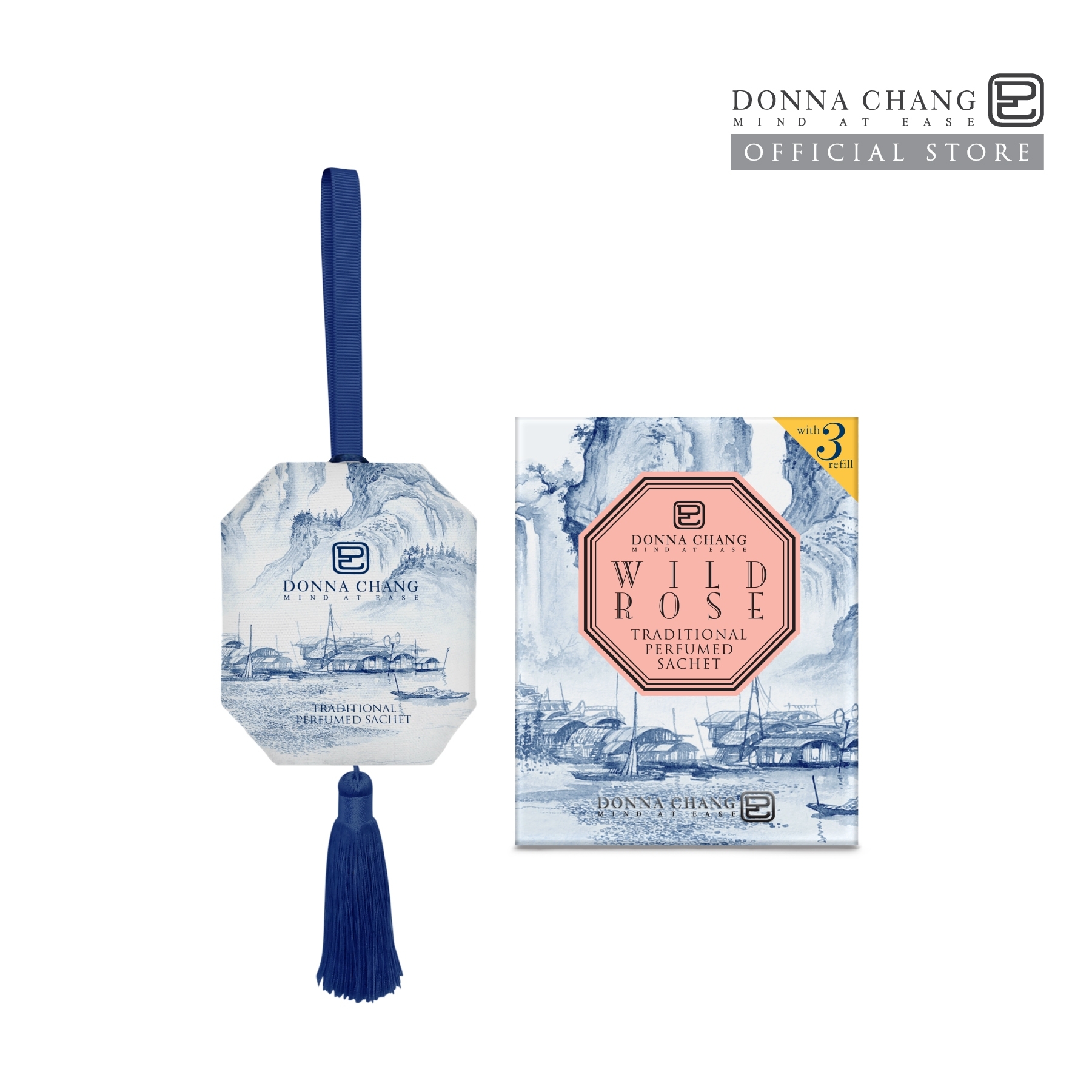 DONNA CHANG Wild Rose Perfumed Sachet 60g ดอนน่า แชง ถุงหอมปรับอากาศ ถุงหอม น้ำหอมปรับอากาศ น้ำหอมในรถยนต์ ราคา 650 บาท*ส่งฟรี