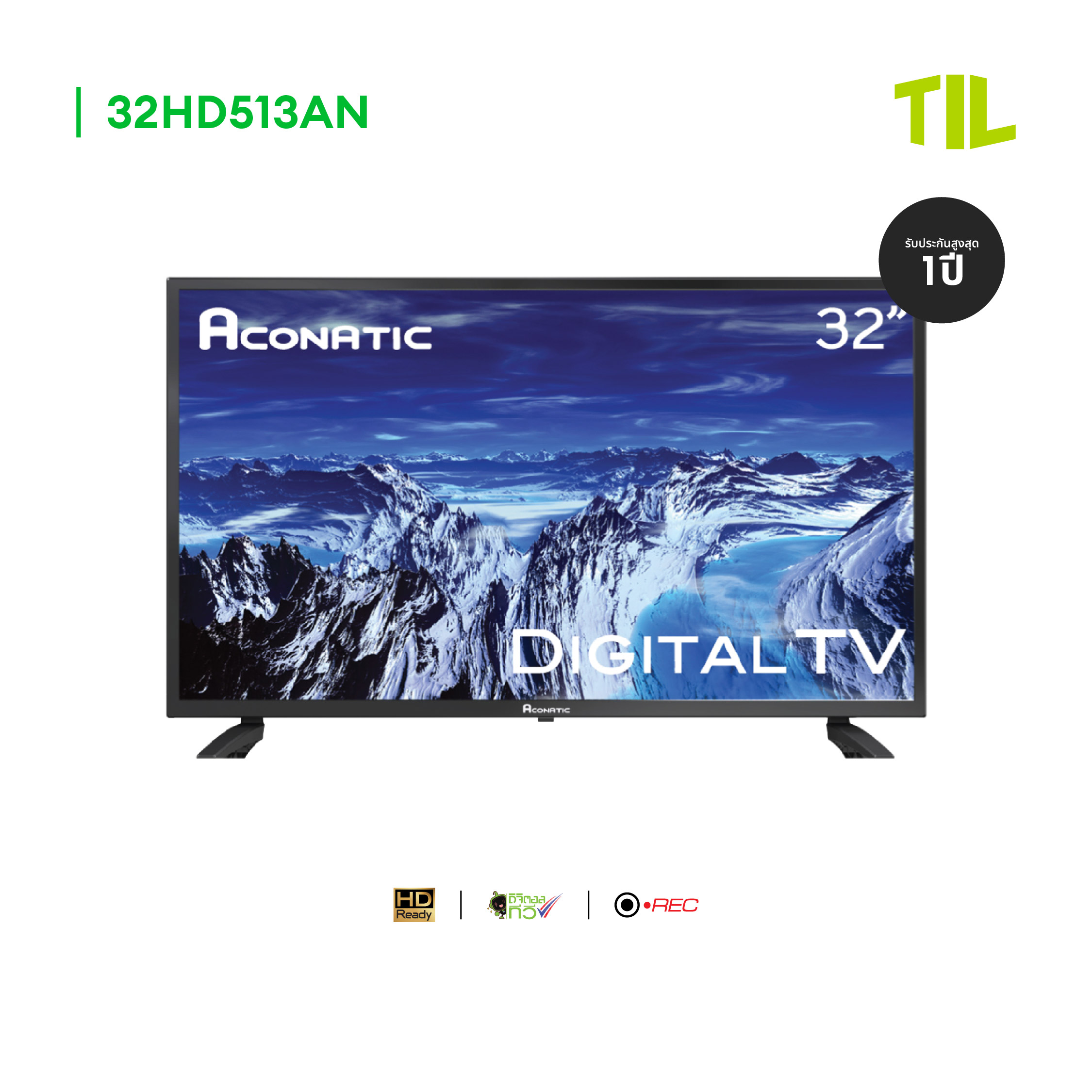 Aconatic LED Digital TV HD แอลอีดี ดิจิตอลทีวี ขนาด 32 นิ้ว รุ่น 32HD513AN ไม่ต้องใช้กล่องดิจิตอล (รับประกัน 1 ปี) ราคา 2,790 บาท*ส่งฟรี