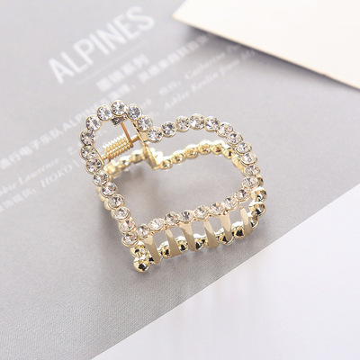 กิ๊บติดผมมุกประดับเพชรสีทองเมทัลลิกHair accessories metallic gold diamond pearl hair grab clip