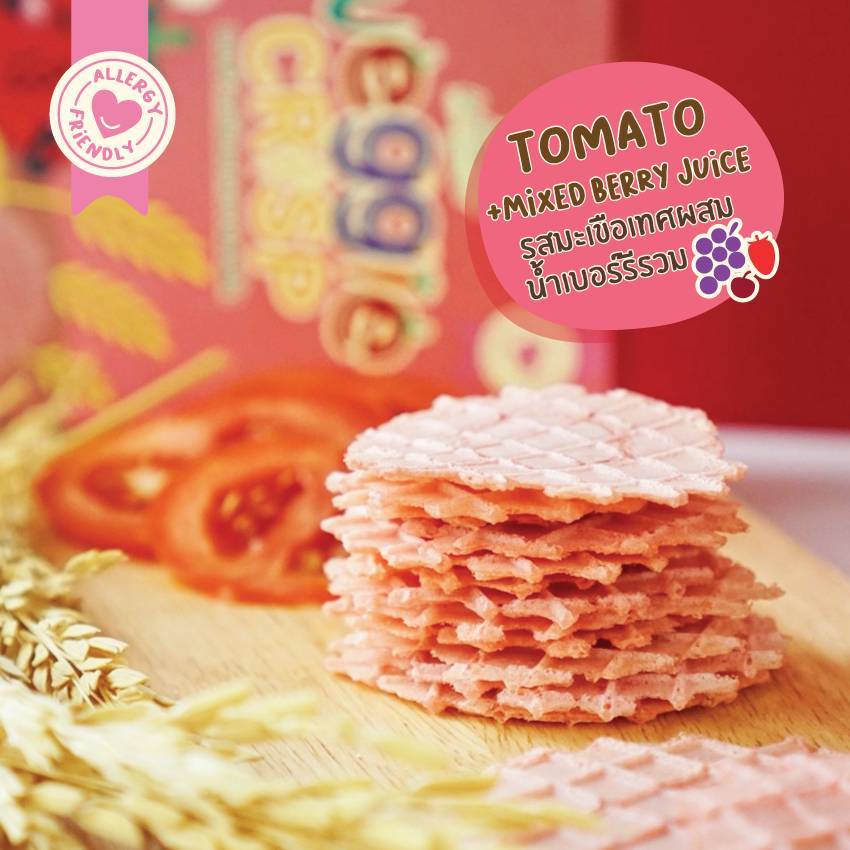 ฟาร์มรัก Farmrak ขนมวาฟเฟิล เด็ก 8 เดือน+ ข้าวกล้องอบกรอบผสมผักและผลไม้ Veggie Crisp