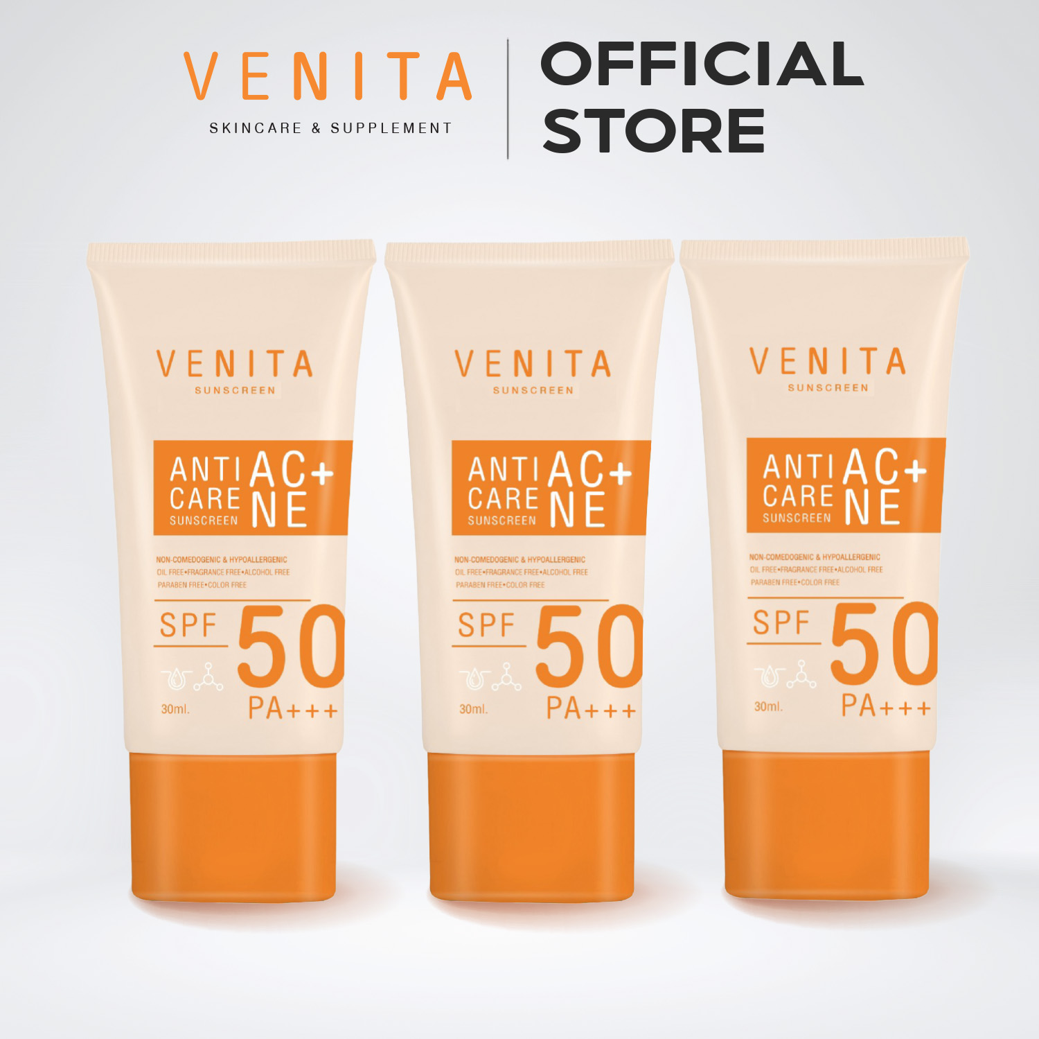 [3 Tubes] Venita Anti-Acne Care Sunscreen Spf50/Pa+++Plus30 ml Venita Anti-Acne Care Sunscreen Spf50/Pa+++Plus30Ml. ราคา 305 บาท*ส่งฟรี