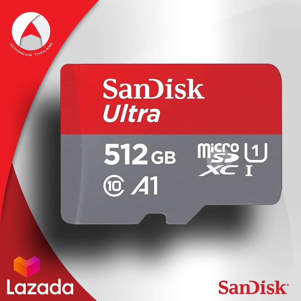 Sandisk Ultra MicroSD Card UHS-I SDXC 512GB อ่าน 120MB/s Class10 A1 U1 (SDSQUA4-512G-GN6MN) เมมโมรี่ การ์ด แซนดิส โดย ซินเน็คใส่ แท็บเล็ต โทรศัพท์ Note8 Note9 Note10 Plus ประกัน 10ปี