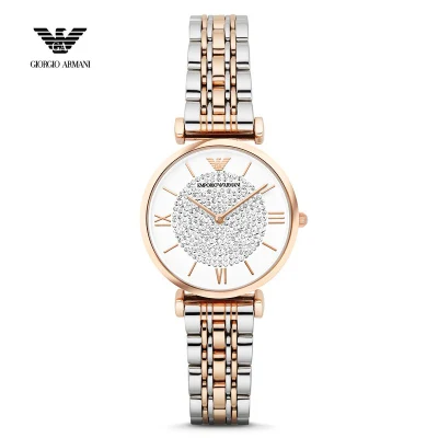 นาฬิกาผู้หญิง EMPORIO ARMANI Armani White Crystal Pave Dial Two-tone Ladies Watch AR1926