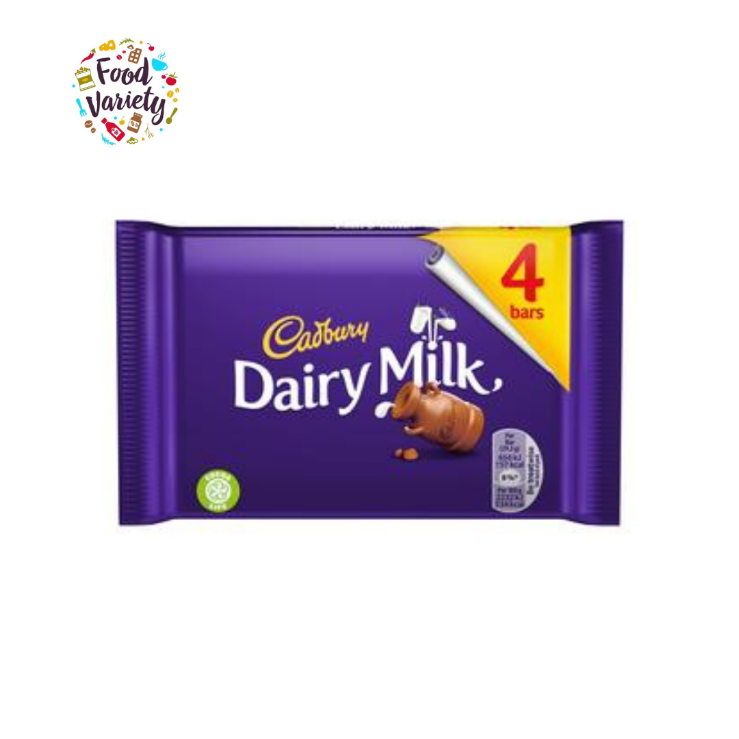 Cadbury Dairy Milk Chocolate 4 Bars 117.2g แคดเบอรี แดรีมิลค์ ช็อกโกแลตนม แบบแพ็ค 4แท่ง 117.2กรัม
