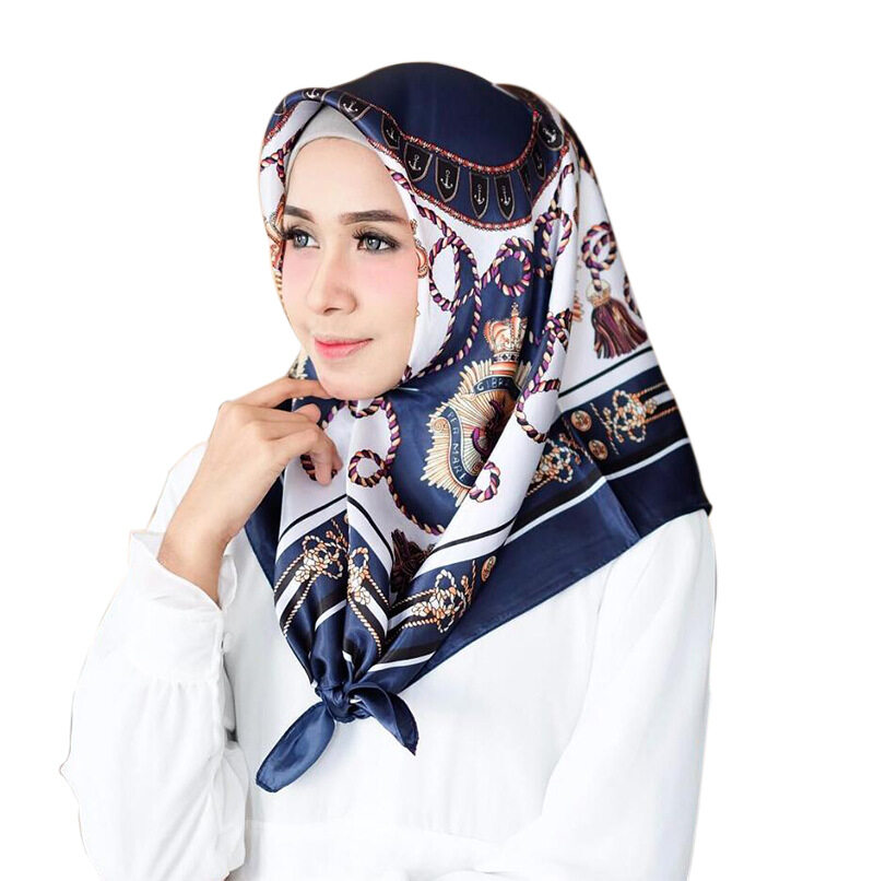 ผ้าโพกหัวมุสลิมแฟชั่น,ผ้าพันคอสี่เหลี่ยมแบบทันทีมี40สี/90ซม. WJ1001