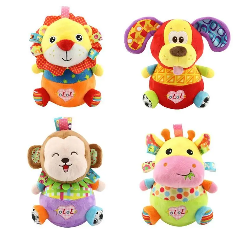 Smart Kiddy Shop ของเล่นเด็กอ่อน ของเล่นเสริมพัฒนาการ ตุ๊กตาผ้า ตุ๊กตาล้มลุก มีเสียงกรอบแกรบ มีเสียงกระดิ่ง สิงโต ยีราฟ สุนัข ลิง