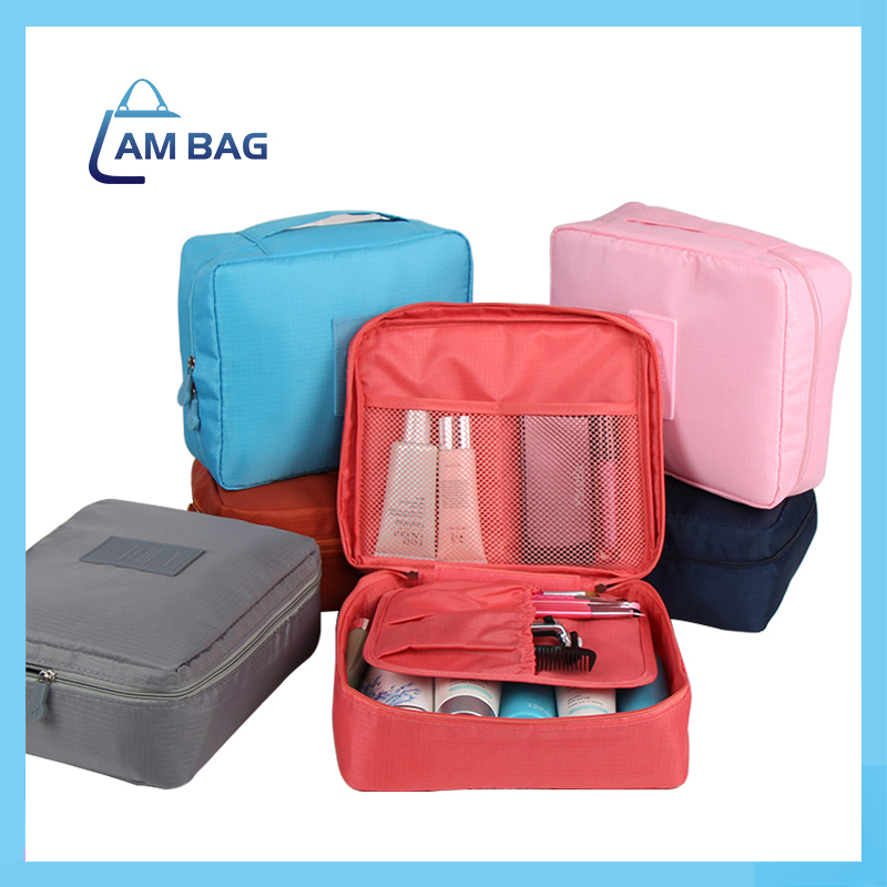 AmBag มีให้เลือก 9 สี กระเป๋าจัดเก็บระเบียบพกพา กันกระแทกในการเดินทาง ใส่เครื่องสำอางค์ ของใช้ต่างๆ กันน้ำซิปคู่