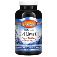 Carlson Labs Wild Norwegian Cod Liver Oil Gems 1000 mgเม็ดเจล
