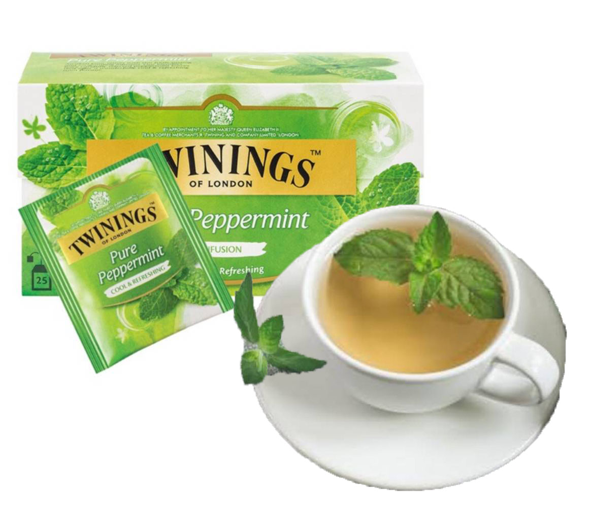 Twinings Pure Peppermint 2 g. Pack 25 Tea Bagsทไวนิงส์ เครื่องดื่ม เพียว เปปเปอร์มินท์ ชนิดซอง 2 กรัม แพ็ค 25 ซอง